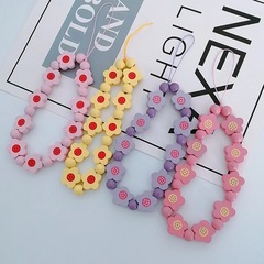 New wood bead flower phone chain accessory creative DIY handmade bead phone case beauty accessories
