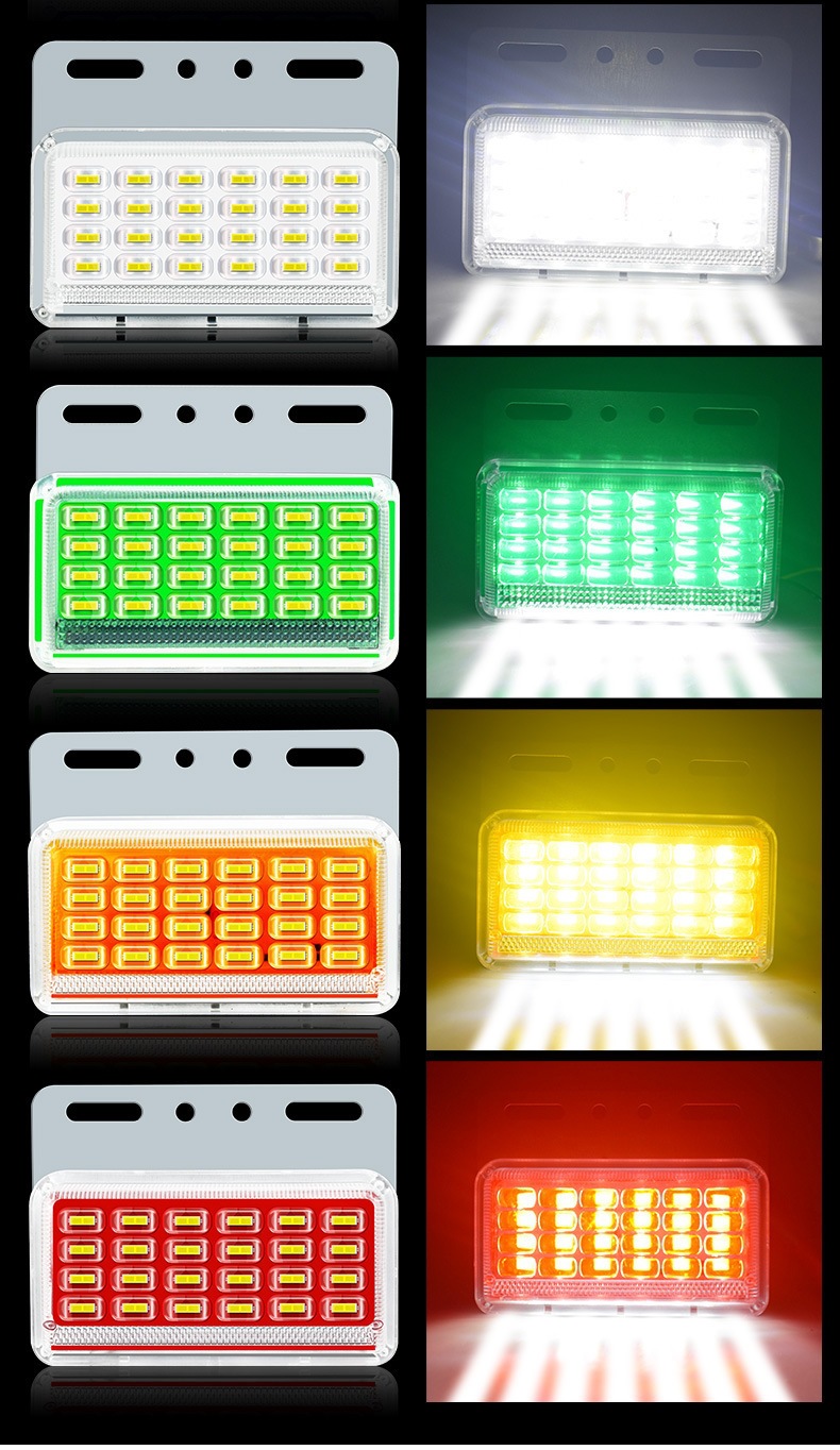 9D Multi-Bead Lens Truck Side Light, Strong Illumination, 12V/24V Large Truck Trailer Tire Light, Width Indicator Light, Waist Light