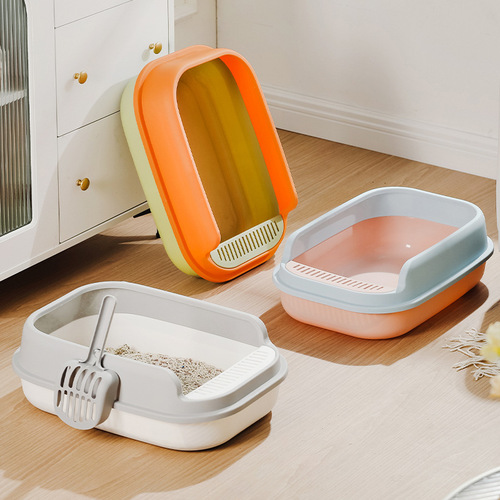 Cat Litter Box Semi-Closed Cat Toilet Cat Litter Pan Pet Supplies New Cat Litter Box Wholesale Shipping