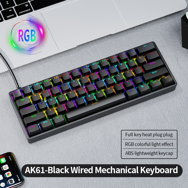 Dragon guard AK61 mechanical keyboard green axis red desktop laptop wired RGB gaming desktop keyboard Dragon guard AK61 mechanical keyboard green axis red desktop laptop wired RGB gaming desktop keyboard