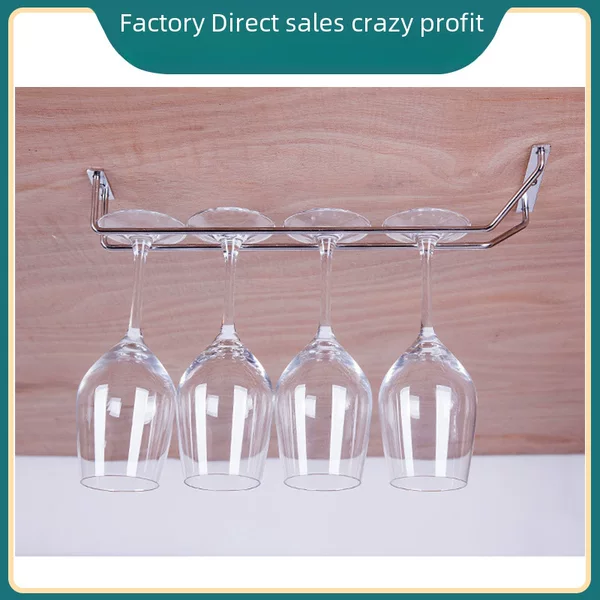 Stainless Steel Cup Holder Single Row Upside-Down Cup Holder Hanging Rack Goblet Holder Home Restaurant Bar Wine Glass Rack