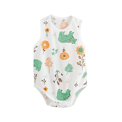 Baby onesie summer pure cotton thin newborn clothes for girls triangular harikiri crawling top diaper cover