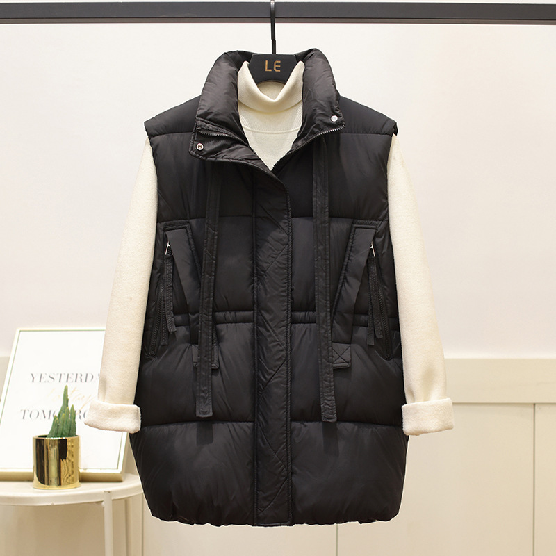 Algodón chaleco de mujer otoño invierno engrosado chaleco de cuello vertical chaqueta marcas de moda puerto inns algodón suelto camisa de algodón de hombro moda