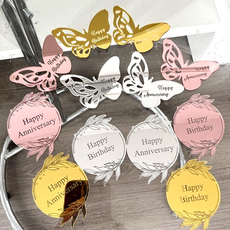 Cross -border laser label acrylic cake decoration Creative birthday…