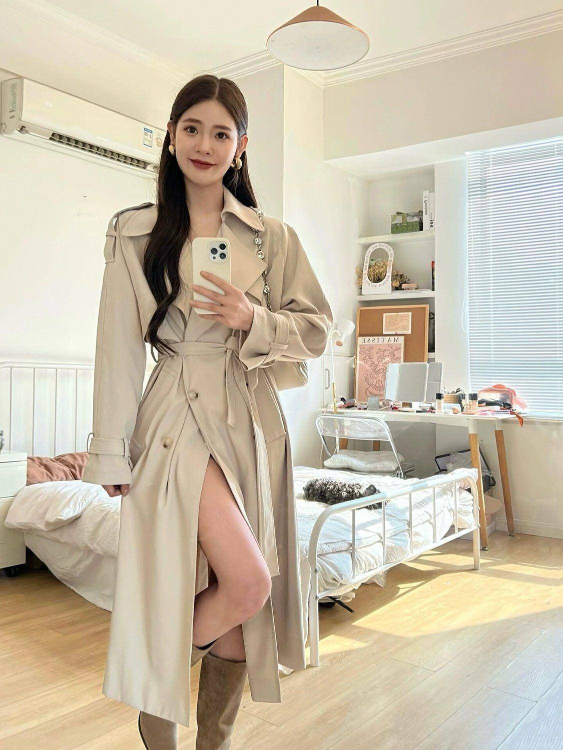 白色风衣女中长款年春秋季新款今年流行小个子淑女风大衣外套