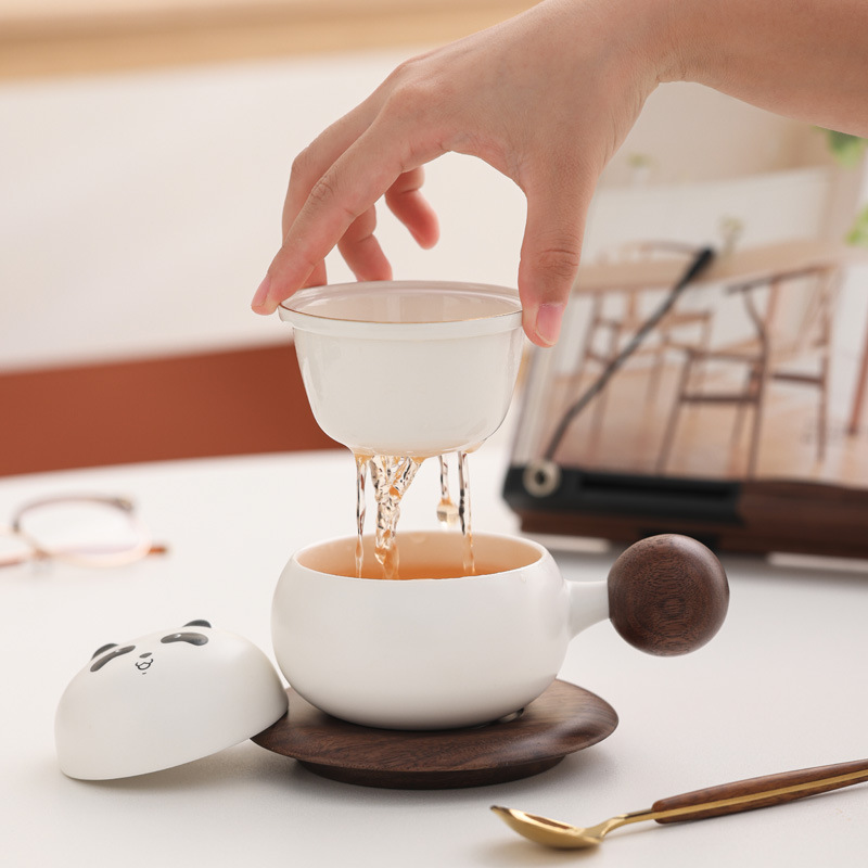 Guofeng panda taza de té y café taza de café taza de marca taza de cerámica regalo de mano set regalos comerciales LOGO