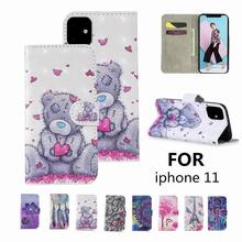 适用iPhone11爱心熊猫3D彩绘皮套pro max动物卡通 手机保护套定制