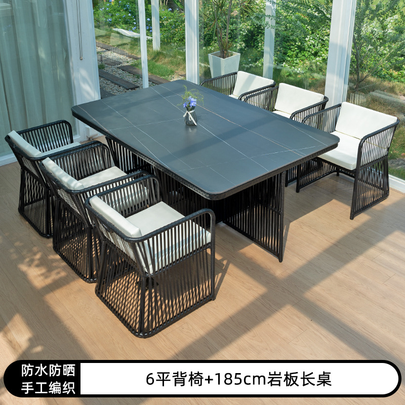 Al Aire Libre mesa y silla patio ocio ratán mesa y silla combinación terraza jardín al aire libre Mesa de té Muebles silla impermeable Protección solar