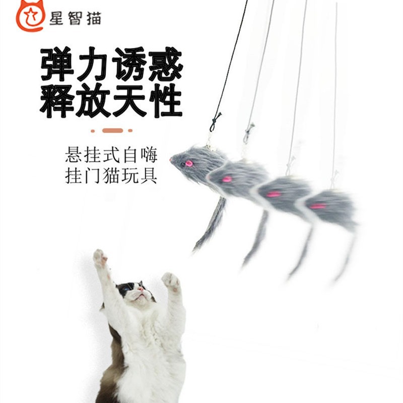 Xingzhi Cat Upgraded Hanging Triangle Hook Cat Supplies Self-Hi Hanging Door Tease Cat Stick Multiple Replacement Head Toys