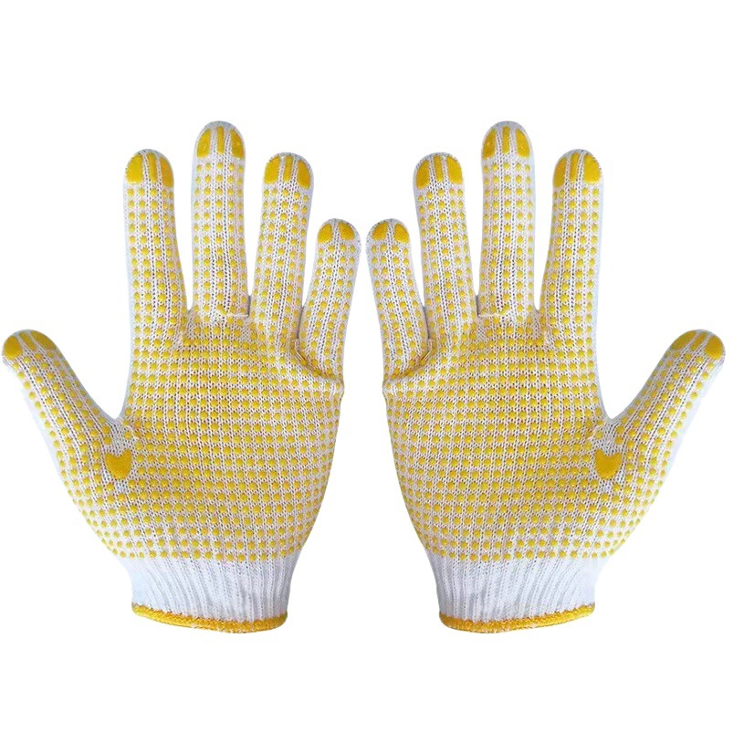 Guantes de trabajo de algodón con puntos de goma, resistentes y antideslizantes