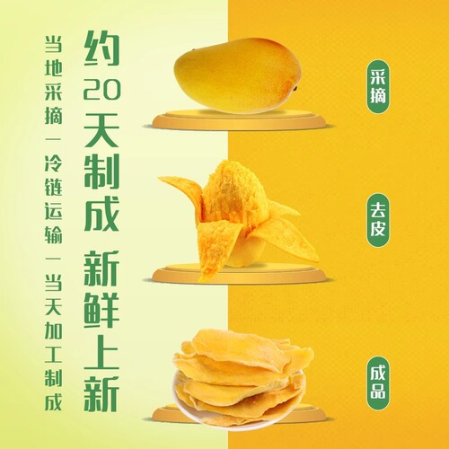 Chunjiangyue Dried Mango Snacks Thai Style 500g Bulk Original Thick-cut Fruit Preserved Dried Snacks Snacks