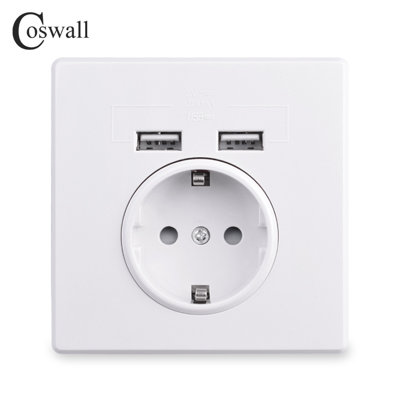 俄罗斯 西班牙 欧盟/法国标准壁式 德标法标插座带 2 个 USB 充电