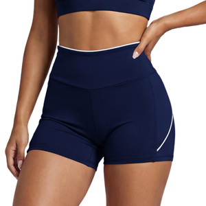 AYM042119 Color-Blocked Peach Butt-Lifting European and American Style Yoga Shorts, Elastic High-Waisted Running Fitness Shorts, Tight-Fitti