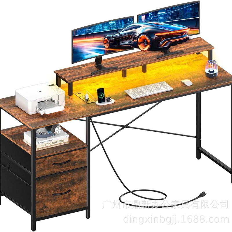 Amazon's Best-Selling Gaming Desk with Led Lights and Power USB Port, Storage Cabinet with Fabric File Amazon's Best-Selling Gaming Desk with Led Lights and Power USB Port, Storage Cabinet with Fabric File