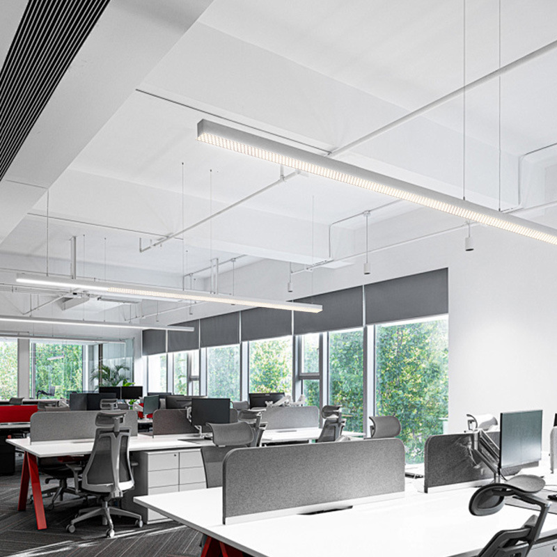 Área de oficina luminosa superior e inferior antideslumbrante celda de abeja en forma de lámpara candelabro LED simple empalme sin costura lámpara de protección de ojos larga