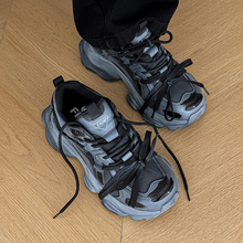 新休闲板鞋大头鞋内增高8cm运动做旧复古厚底鞋情侣老爹鞋运动鞋