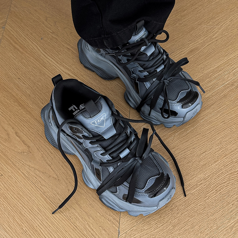 新休闲板鞋大头鞋内增高8cm运动做旧复古厚底鞋情侣老爹鞋运动鞋