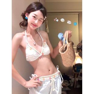 Thai Dopamine Colorful Shell Sexy Pure Desire Bikini Hot Girl Vacation Style Swimsuit Women Bm Style Striped Long Pants