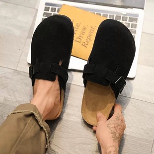 Export Customer-Made Half Slippers for Men, Summer Slip-On Cork Couple Birkenstock Sandals, Large Size 47 Toe-Cap Sandals