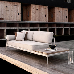 北歐戶外沙發藤編實木防雨防曬庭院花園露天陽台茶几組合藤椅家具