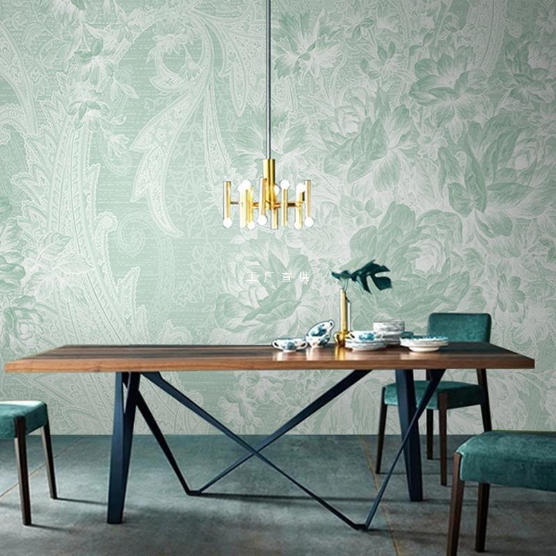 手绘北欧复古小清新卧室客厅电视背景墙无缝壁画墙布壁布壁纸墙纸