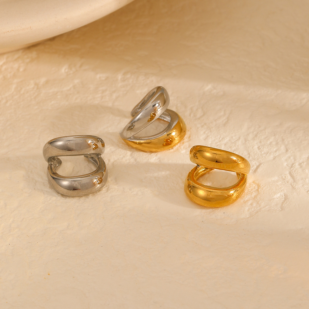 INS Wind Geometry Personality 18k Gold Acero inoxidable Earbone Earplugs Europeos y Americanos Simplificados Doble Capa Earplugs en forma de U