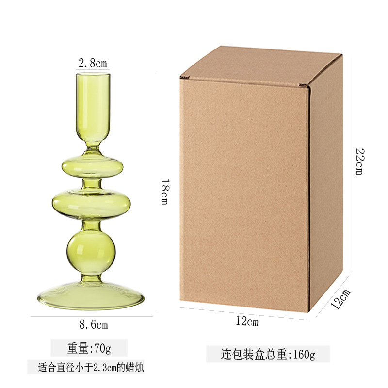 Venta directa de fábrica, candelabros de vidrio retro de estilo europeo para el hogar, adornos decorativos románticos, cristal geométrico de borosilicato de alta calidad.