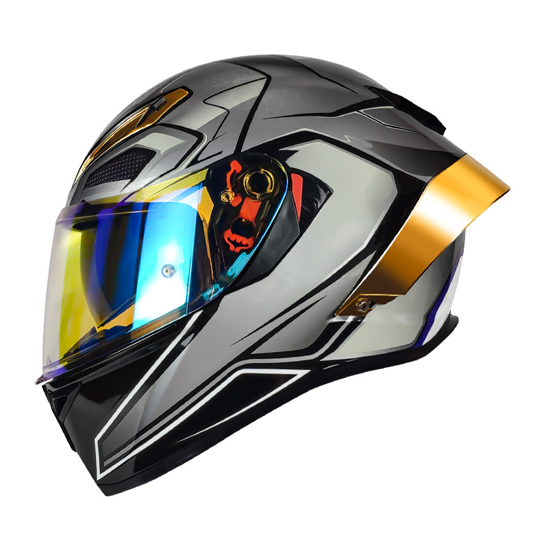 Casco de motocicleta personalizado de fábrica Aurora gris doble espejo casco completo casco locomotora coche eléctrico DOT certificación exterior 3c