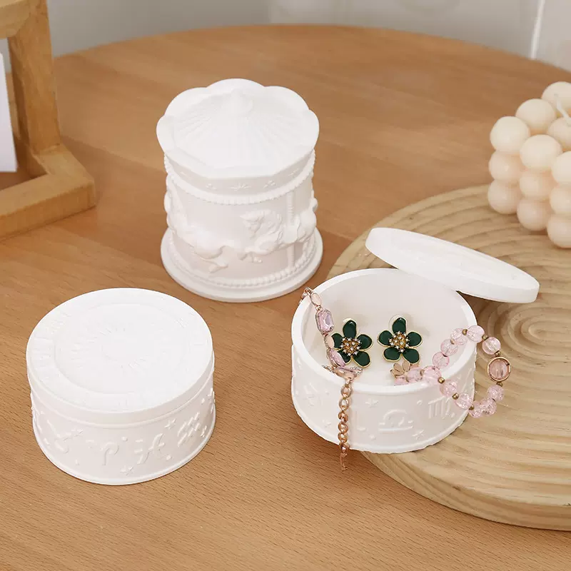 DIY水晶滴胶石膏收纳罐模具圆形浮雕条纹收纳盒水泥花盆硅胶香薰