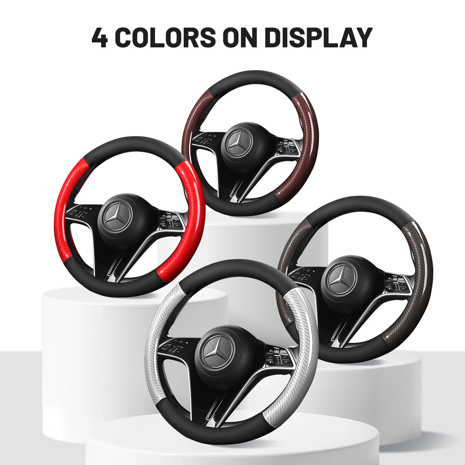 High Quality Car Steering Wheel Cover Leather Perforated Carbon Fiber Car Handlebar Cover Protective Cover Amazon Four Seasons Car Products