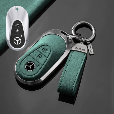 cover gle350 c260l glb220 | Car key bag - no-specifications-mercedes-benz-c-tarnish-aluminum-alloy-dark-green-suede-hand-rope-buckle
