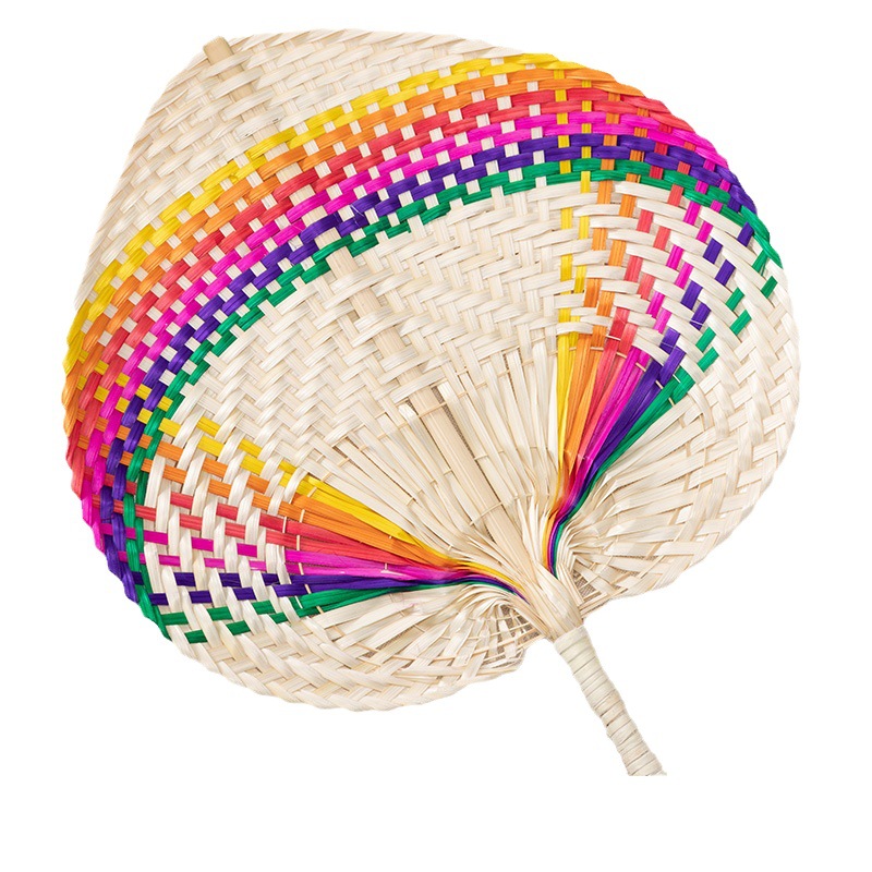 Fábrica en stock hecho a mano en forma de melocotón ventilador de bambú verano fresco grande Pu Fan color creativo mano ventilador de girasol ventilador al por mayor