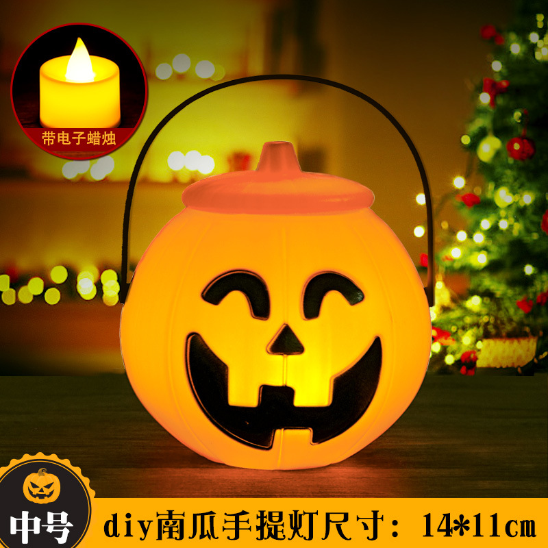 Linterna de Halloween calabaza canasta de lámpara de calabaza caja de dulces portátil para niños adornamiento accesorios bolsas de barril de calabaza especiales image 11
