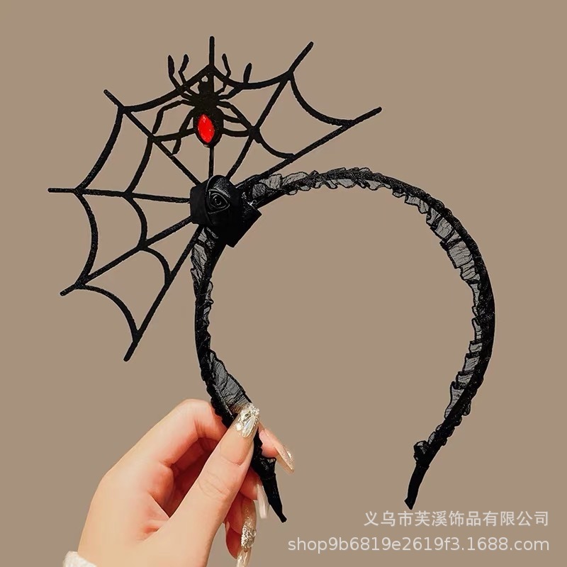 ハロウィーン蜘蛛の巣髪バンドパーティークリエイティブレースクモ舞踏会頭バンド鬼節装飾悪魔頭バンド|undefined