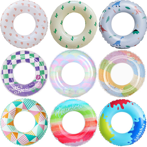 Xiaolu ins thickened children's Danish retro striped swimming ring olive inflatable baby armpit ring cherry floating ring