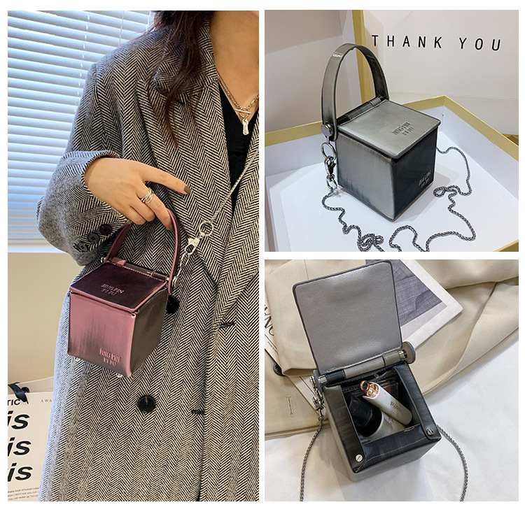 Bolso de hombro de mano con correa de cadena y diseño de azúcar pequeño de color gradual, de moda, 2023_voghion.com