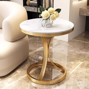 Light luxury Rock plate side table small coffee table living room sofa corner table simple creative side cabinet balcony small round table marble