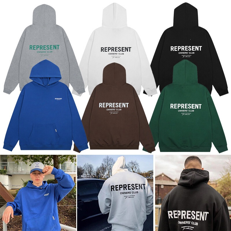 High-quality REPRESENT small logo letter hoodie for men, American high street style FOG, unisex loose-fit hoodie for couples