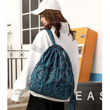 卡通束口抽绳双肩背带内衬前兜购物袋旅行妈咪包收纳袋可收纳