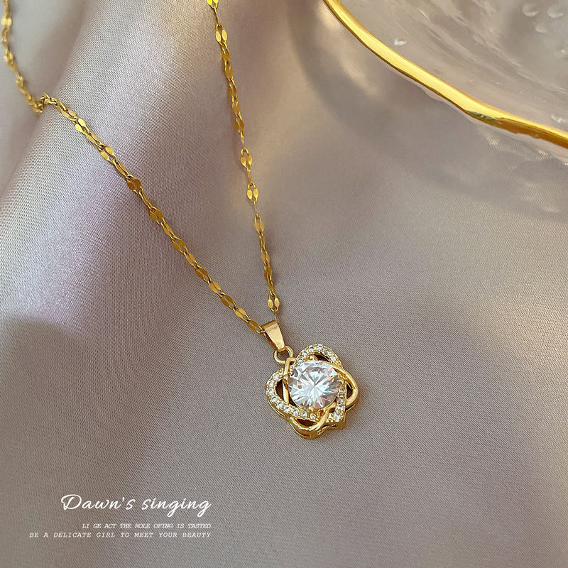 Exquisites Damen Love Collier Mit Micro Diamanten Schmuck_voghion.com