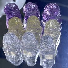 天然紫水晶石狮子印章小挂件DIY配饰白水晶支持刻字 小摆件挂饰黄