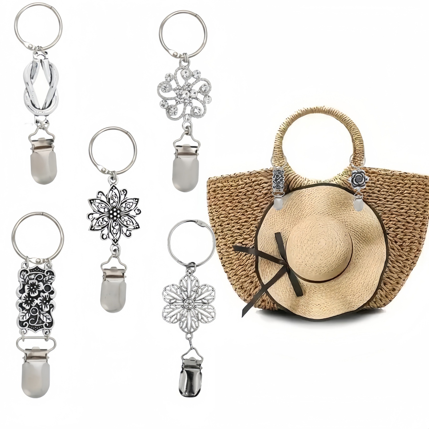 New travel hand-woven hat clip outdoor backpack luggage storage clip woven multi-purpose straw hat clip hat accessories