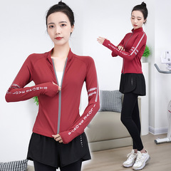 秋冬新款戶外晨練運動休閒瑜伽服套裝拉鏈速干長袖健身服女