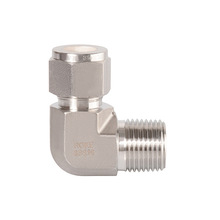 跨境热销公制管2-50mm不锈钢SS316双卡套直角终端接头套式弯头