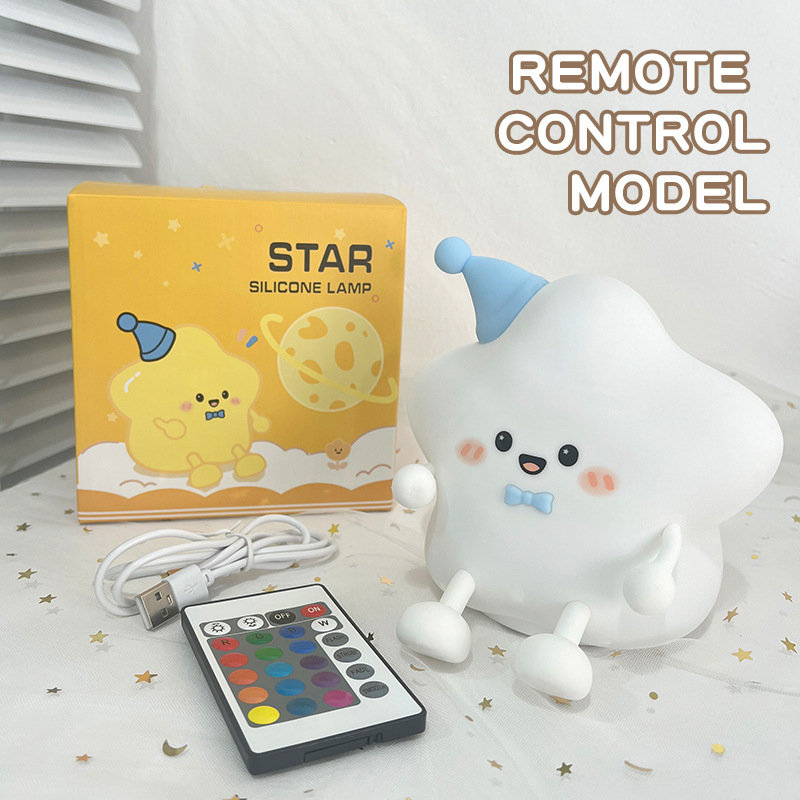卸売スターナイトライト USB 充電カラフルな携帯電話ホルダー漫画スターシリコーンナイトライト子供のギフト|undefined