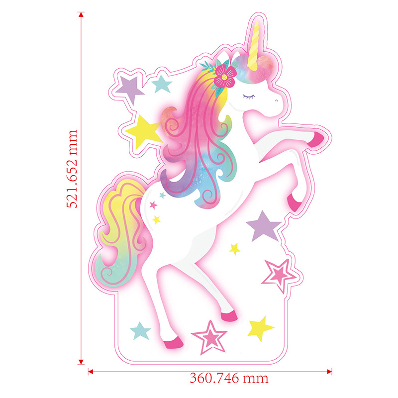 跨境彩虹独角兽派对装饰品浮雕发光灯牌亚马逊爆款独角兽灯牌定制