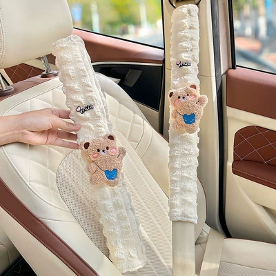 Seat belt shoulder pad: for All Seasons, Anti-Neck Strangulation - shoulder-bag-brown-bear-puff-shoulder-pads-49cm-pair