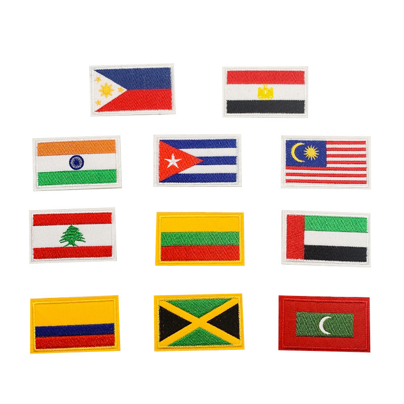 Foreign Trade World Cup Team Emblem Flag Velcro Jersey Embroidered Cloth Sticker Armband Decorative Square Hot Melt Badge