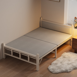 Folding Bed Single Adult Home Foldable 1.2m Simple Bed Rental Room Nap Small Bed Dormitory Hard Plate Iron Bed