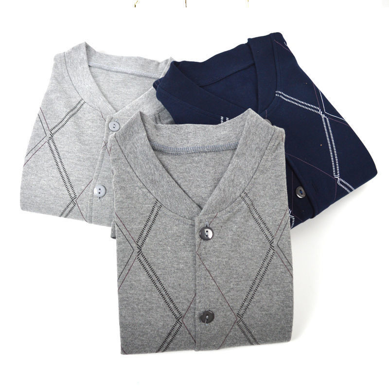 중년 및 노인 남성면 가디건 신작 오픈 가을 코트 대형 느슨한 깃털 열 속옷 봄 가을 겨울 아빠